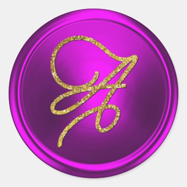 Adesivo ALL INITIALS Gold Script Monogram Fuschia (Frente)