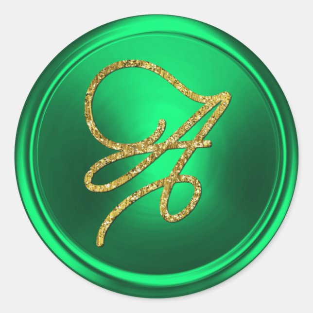 Adesivo ALL INITIALS Gold Script Monogram Kelly Green (Frente)
