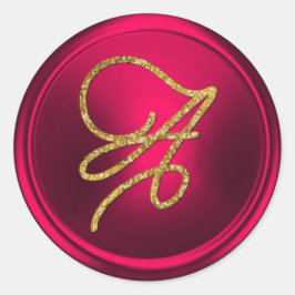 Adesivo ALL INITIALS Gold Script Monogram Magenta