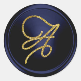 Adesivo ALL INITIALS Gold Script Monogram Navy Blue
