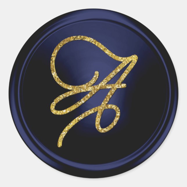 Adesivo ALL INITIALS Gold Script Monogram Navy Blue (Frente)