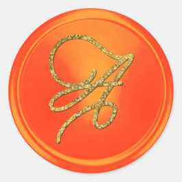Adesivo ALL INITIALS Gold Script Monogram Orange
