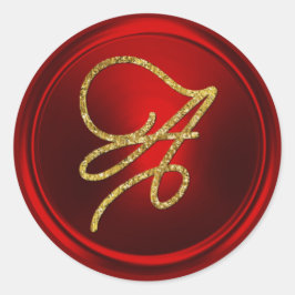 Adesivo ALL INITIALS Gold Script Monogram Red