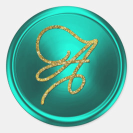 Adesivo ALL INITIALS Gold Script Monogram Turquoise