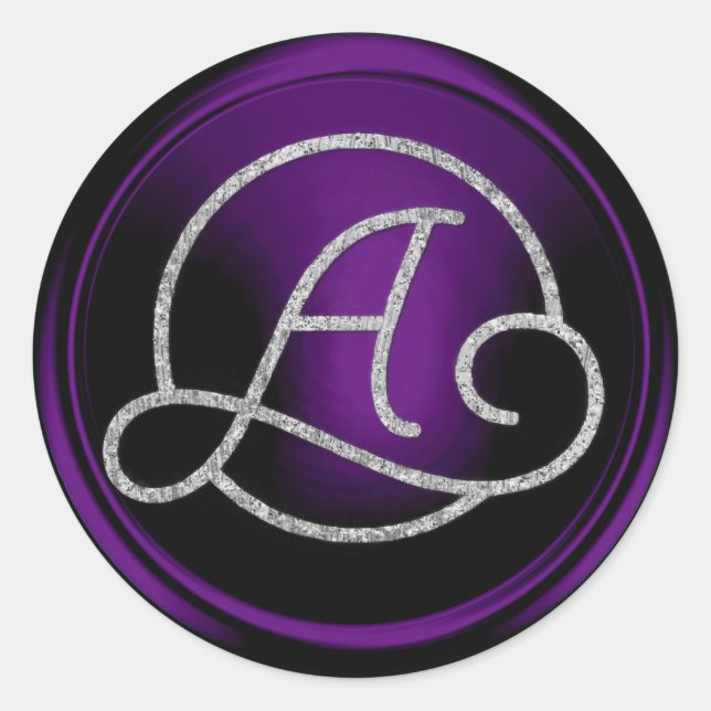 Adesivo ALL INITIALS Silver Circle Monogram Dark Purple (Frente)