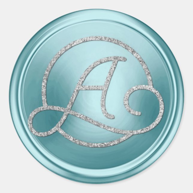 Adesivo ALL INITIALS Silver Circle Monogram Soft Blue (Frente)