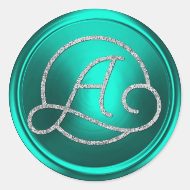 Adesivo ALL INITIALS Silver Circle Monogram Turquoise (Frente)