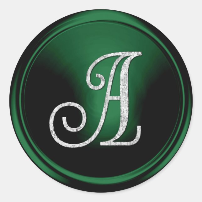 Adesivo ALL INITIALS Silver Monogram 3 Emerald Green (Frente)