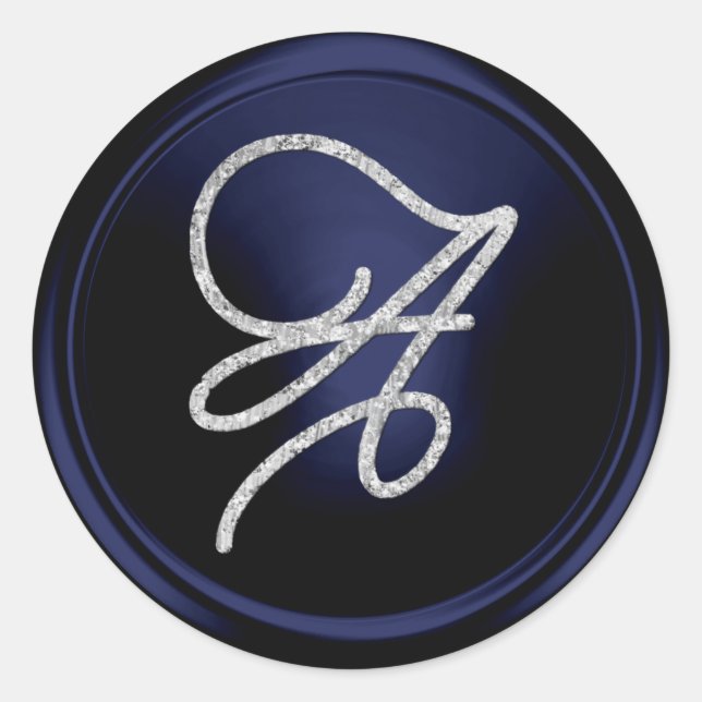 Adesivo ALL INITIALS Silver Script Monogram Navy Blue (Frente)