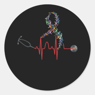 Adesivo All Ribbon Cancer Awareness Day Heartbeat