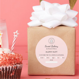 Adesivo Allergy Alert Bakery Custom Logo Pink