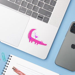 Adesivo Alligador rosa-quente e Laptop de gaivota