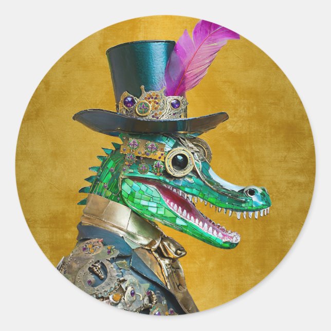 Adesivo Alligator Animal do Partido Steampunk do Mardi Gra (Frente)