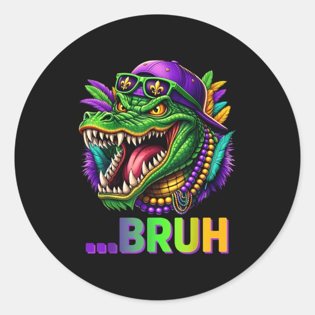 Adesivo Alligator Bruh Mardi Gras Costume Men Women Kids  (Frente)