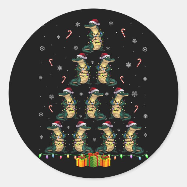 Adesivo Alligator Santa Hat Xmas Lights Men Christma (Frente)