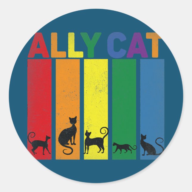 Adesivo Ally Cat LGBT Gay Rainbow Prim Flag Ally Cat (Frente)
