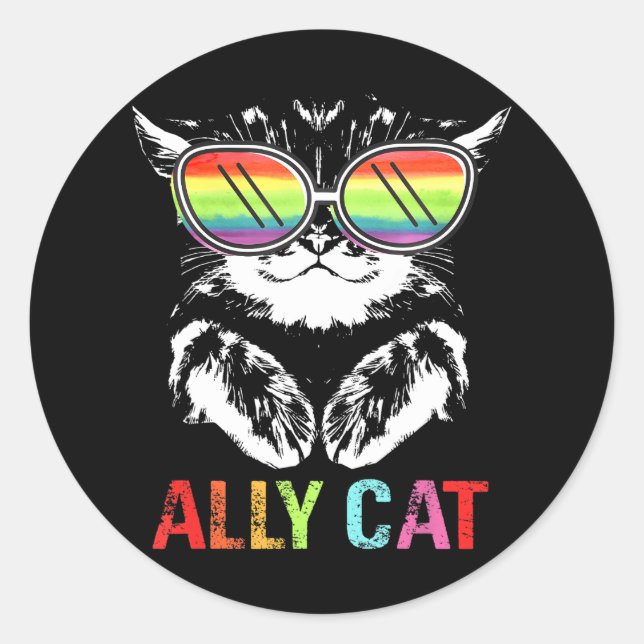 Adesivo Ally Cat LGBT Gay Rainbow Prim Flag Gay Lésbica (Frente)