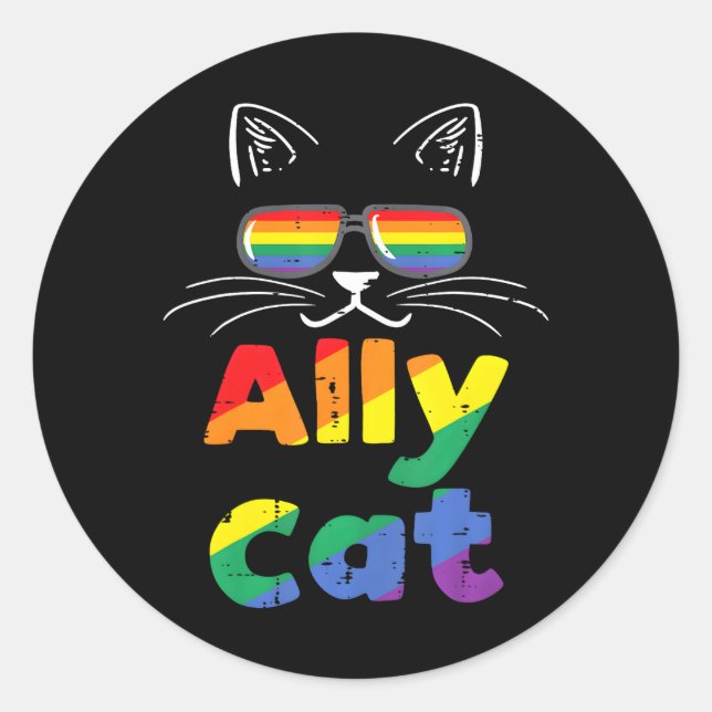 Adesivo Ally Cat Pride Mês Hetero Ally Gay LGBTQ LGBT (Frente)