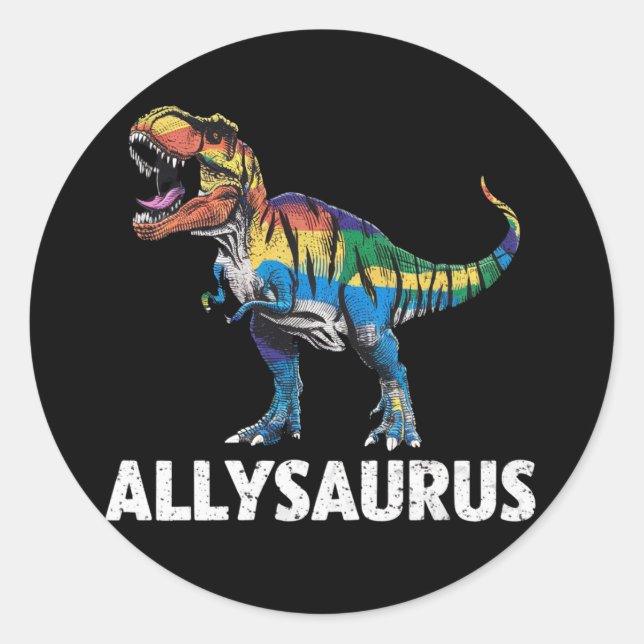 Adesivo Allysaurus LGBT Dinossaur Rainbow Flag Ally LGBT (Frente)