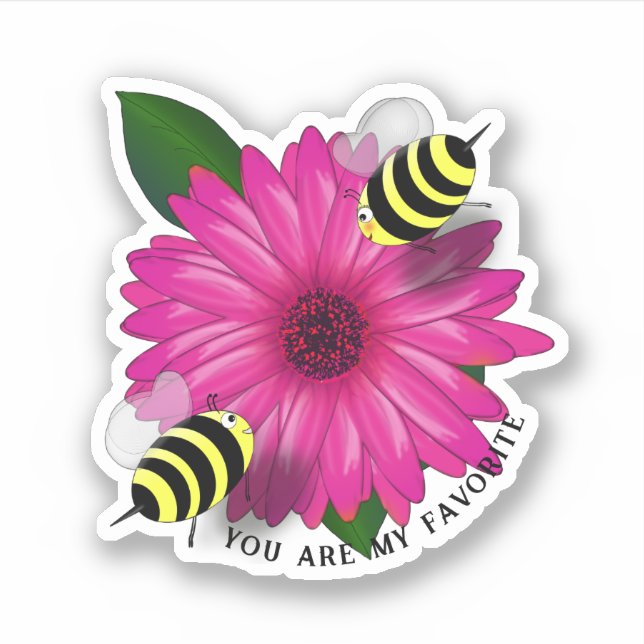 Adesivo Almoço da Abelha em Flor Rosa (Frente)