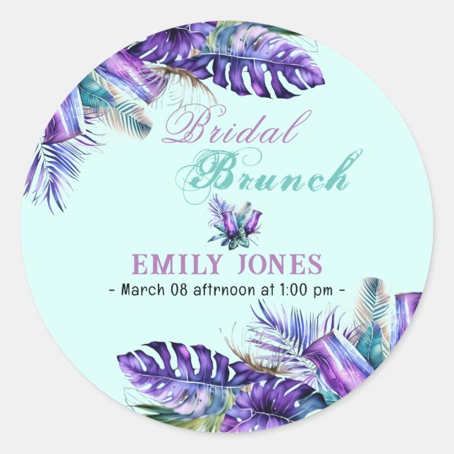 Adesivo Almoço de flores roxas tropicais elegantes com noi (Frente)