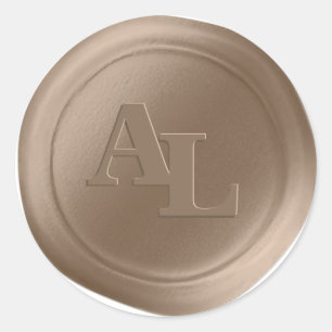 Adesivo Almond Taupe Cera Selo Monograma Vinhetas de Casam