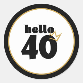 Adesivo Alô 40 Milestone Aniversário Dourado Coroa Negra