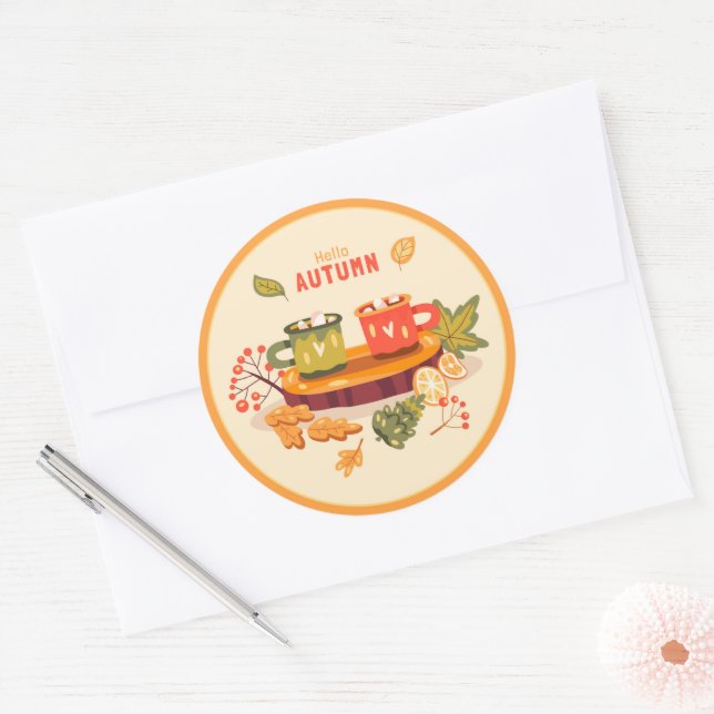Adesivo Alô Autumn Classic Round Sticker (Envelope)