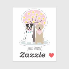 Adesivo Alô Cães Primavera De Cerejeira, Pia-Pia-De-Flor