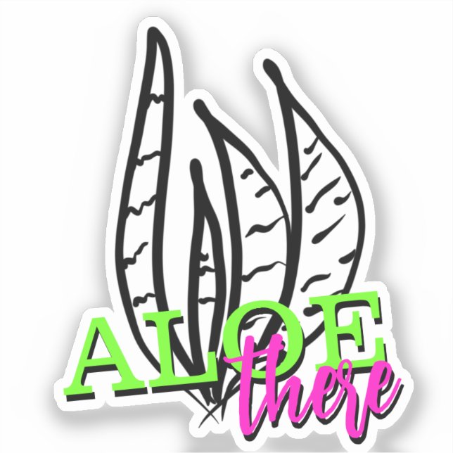 Adesivo Aloe Plant Neon Script Lettering (Frente)