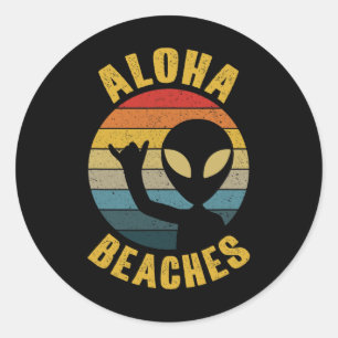 Adesivo Aloha Beaches Funny Retro Hawaii Shaka Alienígena