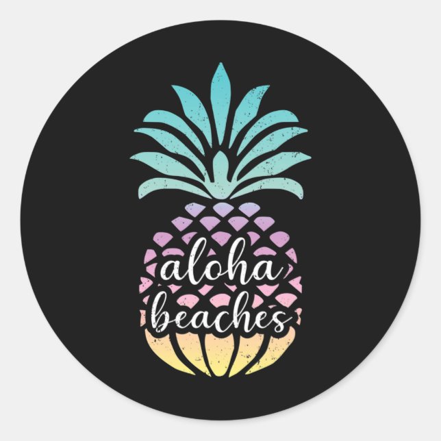 Adesivo Aloha Beaches Hawaii Hawaii Pineapple Cute Beach (Frente)
