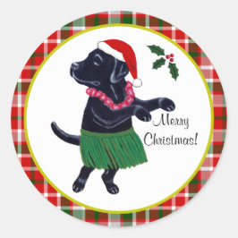 Adesivo Aloha Black Labrador Christmas Santa Hat Tartan
