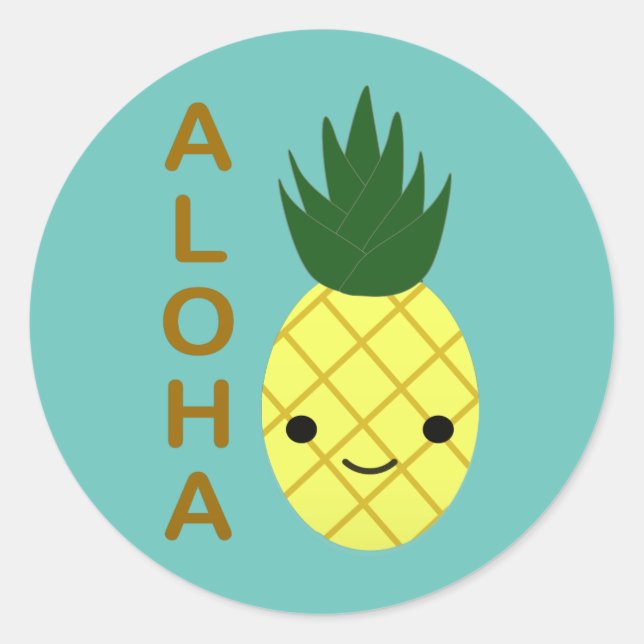 Adesivo Aloha Cute Kawaii Pineapple (Frente)