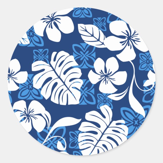 ADESIVO ALOHA FRIDAY (AZUL) CLASSIC ROUND STICKER (Frente)