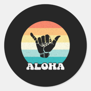 Adesivo Aloha Havaí Ilha Havaiana Sinal de Mão Shaka Retro