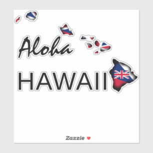 Adesivo ALOHA - HAWAII ILHAS HI Flag BLK