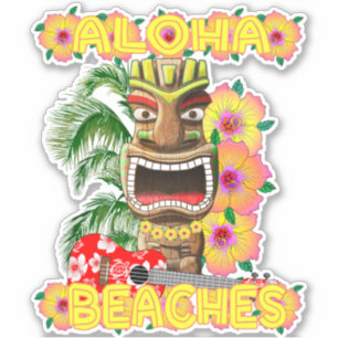 Adesivo Aloha Hawaiian engraçado tropical Tiki das praias