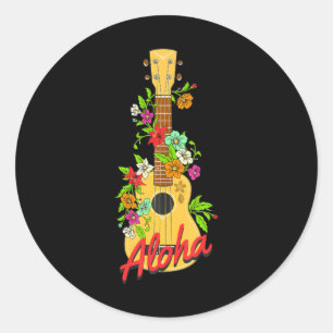 Adesivo Aloha Hawaiian Island Ukulele Flowers Aloha