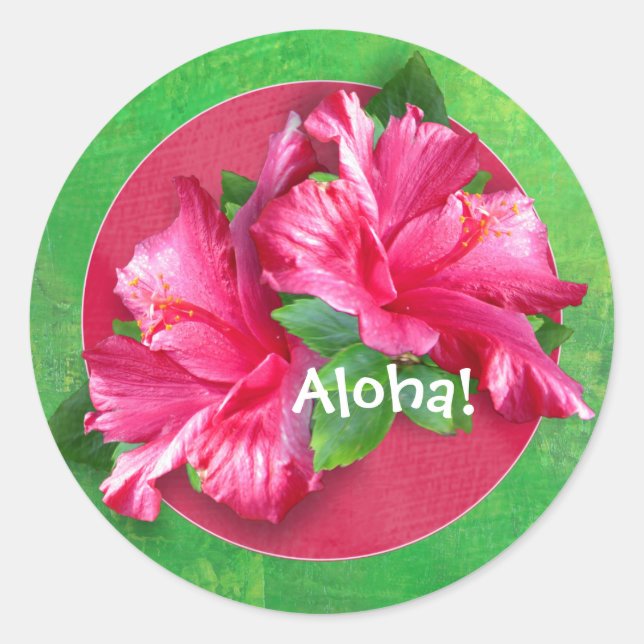 Adesivo Aloha Hibiscus Stickers, Rosa Havaiano (Frente)