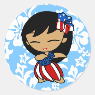 Adesivo Aloha Honis Patriótica Hula Girl Stickers