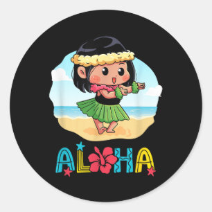 Adesivo Aloha Hula Hawaiian Cute Girl Dancer Summer Beach