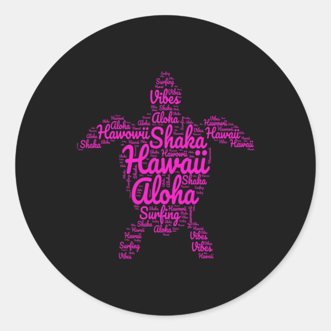Adesivo Aloha I Love Hawaii Sea Turtles Shaka Surfing Vibe (Frente)