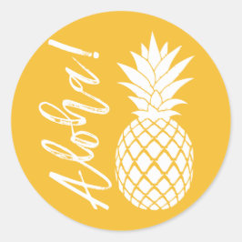 Adesivo Aloha Pineapple Beach Weding Luau | branco amarelo