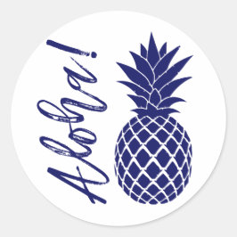 Adesivo Aloha Pineapple Beach Weding Luau | marinho branco