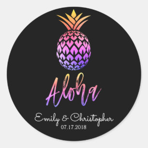 Adesivo Aloha Preto De Casamento De Abacaxi Tropical Havai