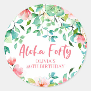 Adesivo Aloha Quarenta Tropical Luau Birthday