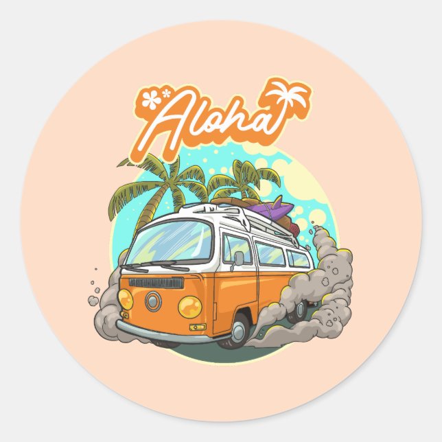 Adesivo Aloha Retro Surf Van (Frente)