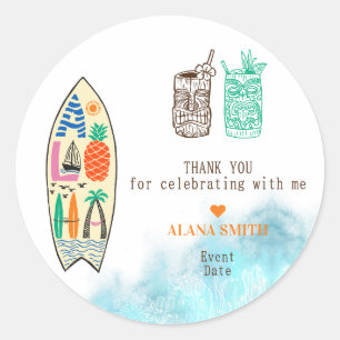 Adesivo Aloha TIKI Surfboard Tropical Luau Partido Havaian