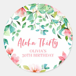 Adesivo Aloha Trinta e Tropical Luau Birthday